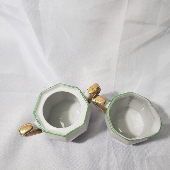 Vintage Japanese Lusterware Sugarbowl and Creamer Set Oceanside Scene Made Japan - Picture 6 of 11